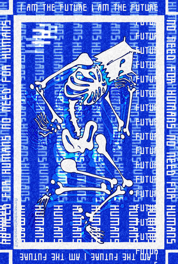 Human blue and white